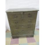 An arts and crafts chest of five drawers with original paint