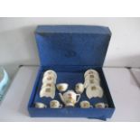 A boxed Ellar decorated pottery nursery rhymes tea set - one piece missing,