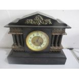 A slate and marble mantle clock