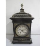 A Lenzkirch bracket clock with brass finial and mounts, total height 52 cm