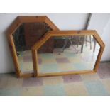 Two pine framed overmantle mirrors