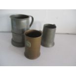 A Trench Art tankard, formed from a shell casing dated 1942, crest to front "Ich Dien Albuhera" (