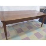 A French farmhouse dining table with two drawers, length 199cm, width 87cm.