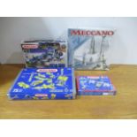 Four Meccano boxed sets including Space X-Plorer - two sealed.