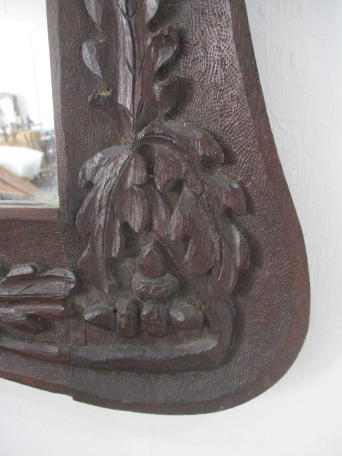 A oak carved mirror - Image 3 of 6