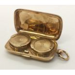 A 9ct rose gold double sovereign case. Total weight 32.4g