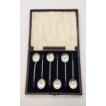 A cased set of hallmarked coffee bean spoons