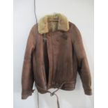 A leather "flying" jacket, with sheepskin lining - Size 44