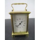 A J.W. Benson eight day brass carriage clock