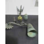 An Eastern bronze bell ( clanger separate but present) small Islamic bronze vessel, with "KLSB 1817"