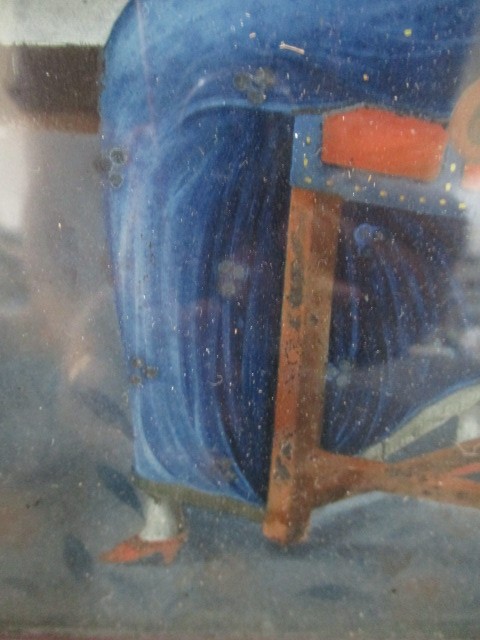 An early 19th Century Chinese reverse painting on glass of a seated lady- A/F - Image 3 of 5