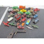 A collection of die cast vehicles including Dinky