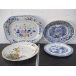 Four meat plates including Masons - 1 A/F