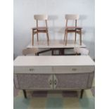 A Lebus retro dining suite including four chairs, table and a sideboard