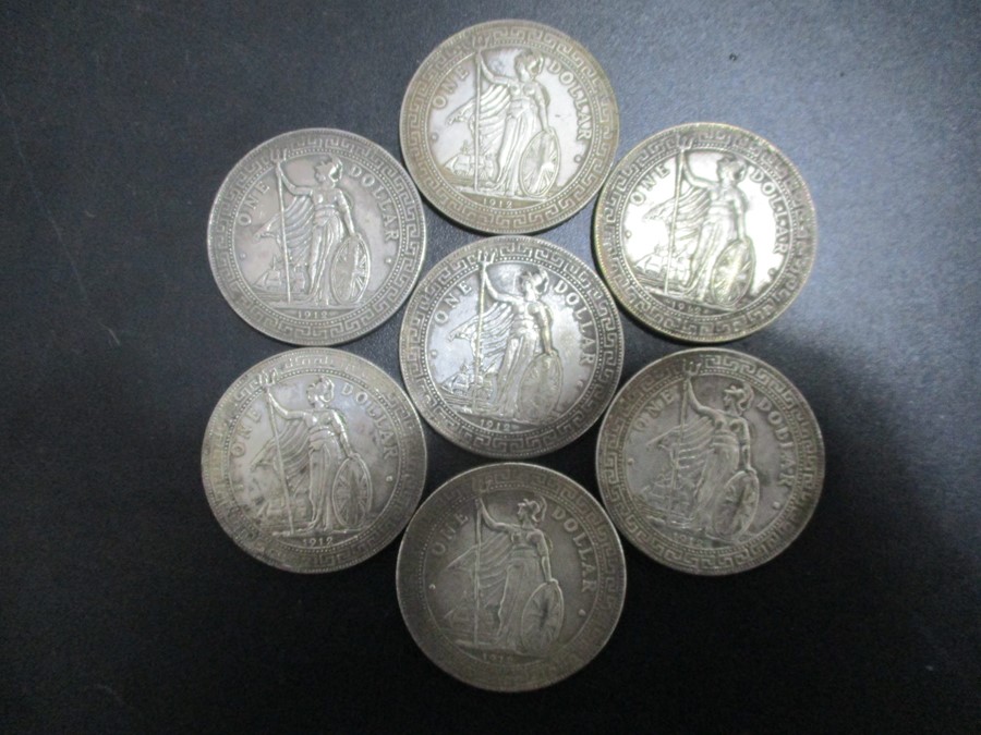 Seven "Hong Kong trade dollars" all with date of 1912