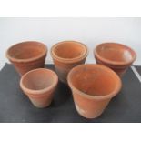Six vintage terracotta flower pots