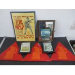A collection of pub related items including three Bass Charrington signs, Rolls Royce advertising