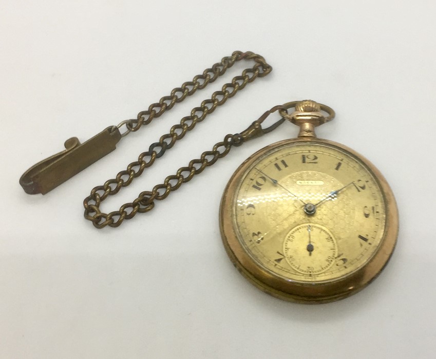 A gold plated Nassau pocket watch with subsidary second dial