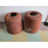 A pair of terracotta Sankey Ltd rhubarb forcers - A/F