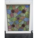 An early 20th Century stained glass panel, 65 cm x 56 cm