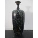 A fine Meiji period cloisonne vase with character mark signature to underside, dark blue body