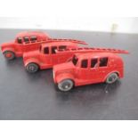 Three Dinky fire engines- 1 missing ladder
