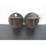 Two WW2 vehicle headlamp blackout shields by V.Hartley.