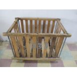 A vintage factory wooden slatted bobbin trolley - two slats missing/broken