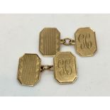 A pair of 9ct gold cuff links. Weight 3.2g