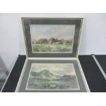 Two framed watercolours signed by M.M.Wadey, one of a landscape plus one other.