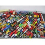 A collection of vintage children's toy vehicles including Corgi, Tonka, Matchbox,etc along with