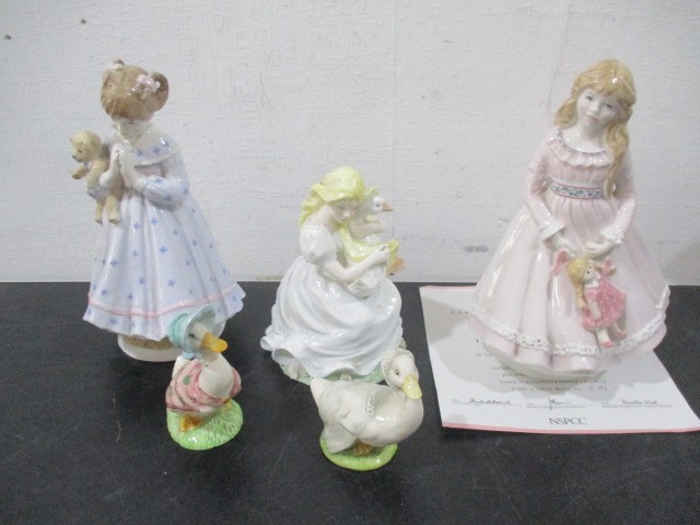 Two Royal Worcester figurines, including "I Dream" & "I Wish", along with a Coalport Figure Group