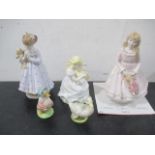 Two Royal Worcester figurines, including "I Dream" & "I Wish", along with a Coalport Figure Group
