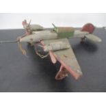 A "folk art" wood and metal hand made model of a WWII American bomber