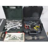 A collection of various tools including Facom spanners, files, pliers etc
