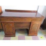 A Victorian mahogany twin pedestal sideboard with five drawers - keys in office