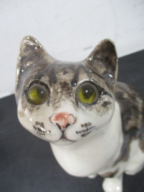 A Winstanley pottery figure of a sitting cat - height 22cm - Image 2 of 5
