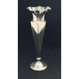 A large hallmarked silver trumpet vase