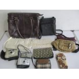 A collection of ladies handbags and purses etc
