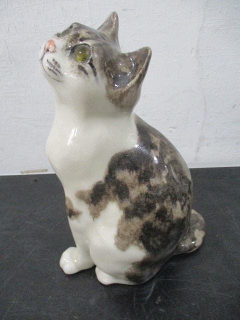 A Winstanley pottery figure of a sitting cat - height 22cm - Image 3 of 5