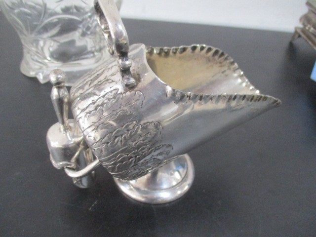 A silver backed mirror ( A/F), a silver coffee spoon along with various silver plated items - Image 3 of 11