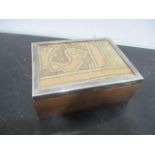 A Peruvian box with 925 silver mounted lid decorated with fabric