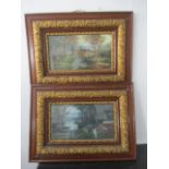 Two H Winstanley oil paintings in ornate wood and gilt frames
