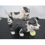 Two large resin figures of puppies, Jack Russell 35 cm length