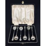 A cased set of hallmarked silver coffee spoons