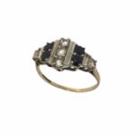 A 9ct gold sapphire and CZ dress ring, size Q1/2