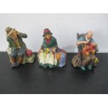 Three Royal Doulton figurines including Owd Willum, The Shoemaker & Silks and Ribbons.