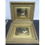 A pair of 19th century oil paintings both signed J Langlois of terriers ratting
