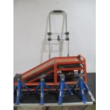 A set of four Draper axle stands, car ramps and a folding sack trolley