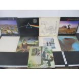 A collection of Pink Floyd 12" vinyl records including Dark Side Of The Moon, The Wall, Animals etc